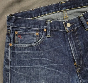 Polo Ralph Lauren RL Mens Jeans 34x32 Denim Dark Wash RN 41381 Straight Slim - Picture 1 of 9