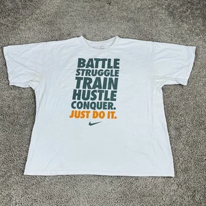 Nike Shirt Mens Extra Large White JDI Just Do it Battle Struggle Hustle Conquer - Picture 1 of 14