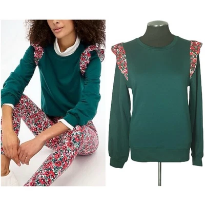 J.Crew – Pulôver floral com babado mistura de algodão preppy - Médio - Imagem 1 de 4