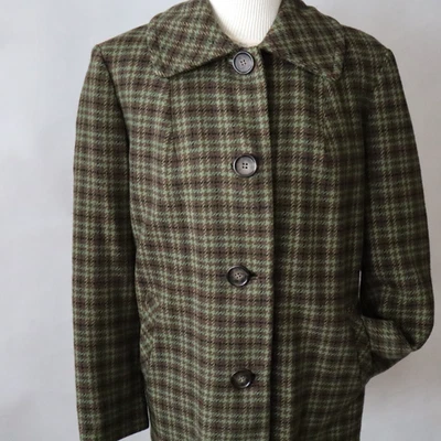 Chaqueta De Colección Pendleton 100% Lana Virgen Marrón Castaño, Azul Aqua Cuadros Talla 14? USA Foto 1 de 4