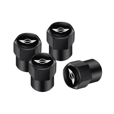 4 Dust Valve Caps For MINI Cooper S JCW R55 R56 R50 R53 R60 R61 F54 Black - Image 1 of 4
