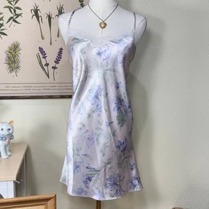 Vintage 90s Y2k Floral Satin Slip Dress Coquette Fairy Garden Party Romantic M - Picture 1 of 6