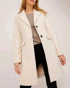 Only Blake Single Breasted Collared Fitted Coat, Moonbeam Melange, Size S - Picture 1 of 6