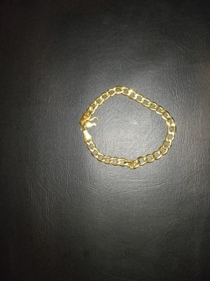 10K Yellow Gold 6.5mm Mens Cuban Link Curb Chain Bracelet Italian Made 8" 4.7G - Image 1 of 4