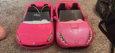 2 Barbie Glam Pink Glitter 2016 coche convertible 13" con cinturones de seguridad Mattel Foto 1 de 4