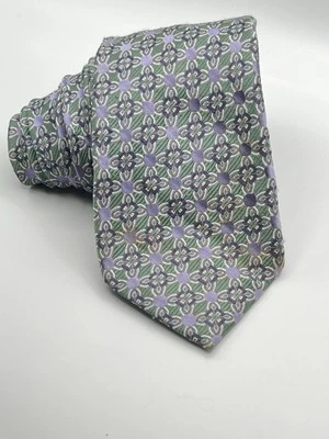 Gravata tripla monograma Daniel De Fasson verde e roxa 100% seda feita à mão - Imagem 1 de 4