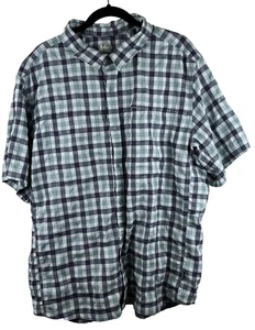 REI CO-OP Mens XL Blue White Plaid Madras Button Up Casual Fishing Vented Shirt - Picture 1 of 16