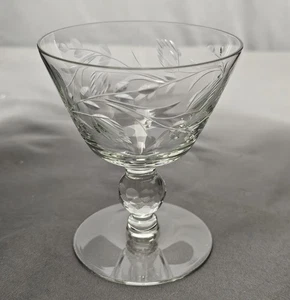 Vintage Kristall Champayne Gläser 4er Set zart geätzt Blatt & Ranken Muster - Bild 1 von 5