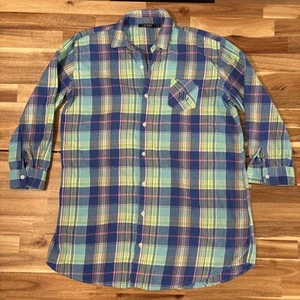 Lauren RALPH LAUREN blau kariertes Maxi Hemd kurzes Kleid großer Kragen Knöpfe - Bild 1 von 13