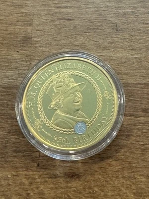 Queen Elizabeth II Proof 24K Gold Plated Coin, Her Majesty 95th Birthday, 1025 - Image 1 of 2