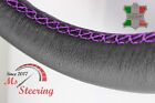 FOR MERCURY GRAND MARQUIS 93-95 BLACK LEATHER STEERING WHEEL COVER PURPLE STIT