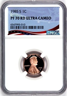 1985-S Lincoln Cent Graded PF70RD Ultra Cameo by NGC - Registry Quality Coin - Image 1 of 4