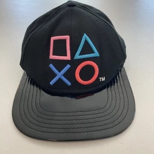 Sony Playstation Flat Bill Cap Controller Button Hat 2019 Pleather Bill Adjust - Picture 1 of 11