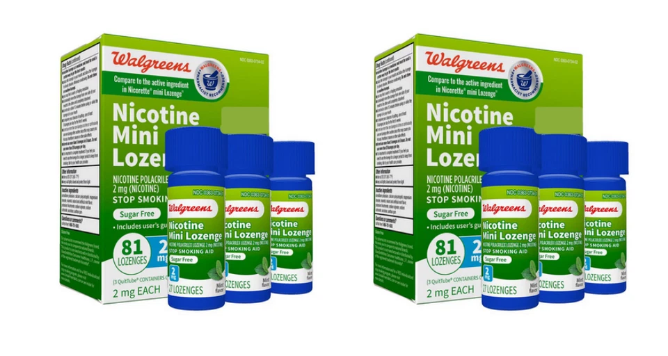 Nicotine Mini Lozenge 2mg 81ct Walgreens EX8/2027 STOP SMOKING AID