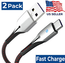 2Pack USB C Cable FAST Charger Cord with LED for Samsung A54 A53 A52 A14 S23 S24