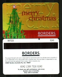 BORDERS ( Australia ) Merry Christmas ( 2007 ) Holographic Gift Card ( $0 ) RARE - Picture 1 of 1
