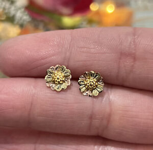 10k Black Hills Gold Landstrom’s Leaf Grape Flower Stud Earrings 14k backs