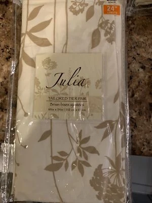 Julia Marfim/Castanho Contemporâneo Projetado Floral Personalizado Café/Camada Par 60"x24" - Imagem 1 de 2