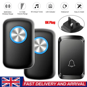 Waterproof Wireless Door Bells 1000ft Long Range Plug in Home Cordless Doorbell - Picture 1 of 13