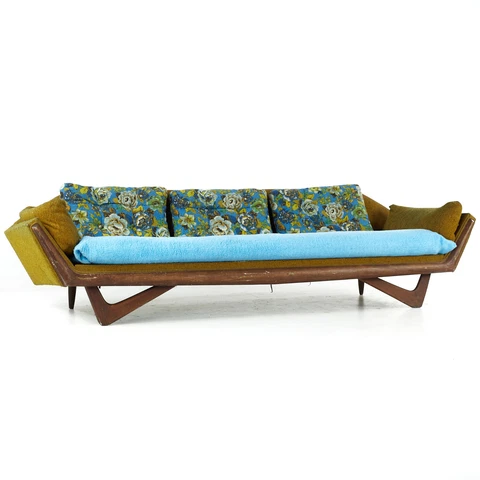 Adrian Pearsall Style Mid Century Walnut Gondola Sofa Cover