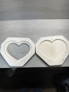 Vintage 1989 Donas Medium Heart Shape Band Box Lid Ceramic Slip Mold - Picture 1 of 8