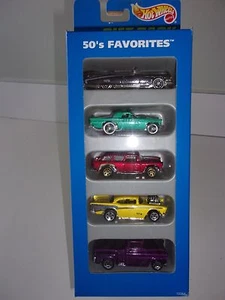 Hot Wheels 50's Favorites Gift Pack 5 Cars Chevy Cadillac Flashsider Ford NIB - Picture 1 of 4