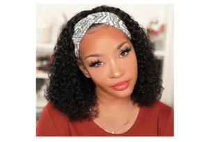 Human Hair Short Curly Wig Glueless Headband Wig for Black Women (14 Inch) - Picture 1 of 5