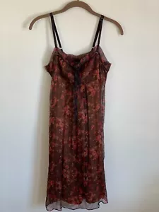 Peruvian Connection Seiden-Schlupfkleid geblümt 4 S braun rot rosa Whimsigoth Fee - Bild 1 von 19