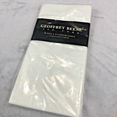 Pañuelos vintage Geoffrey Beene para hombre 6 paquetes prensa permanente poli algodón blanco Foto 1 de 4