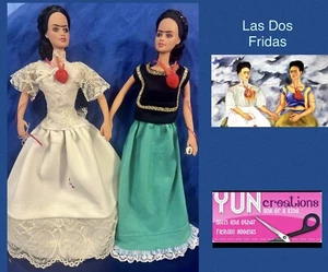 OOAK Las Dos Fridas Barbie Doll Set Handmade Collector Custom Mexican Art Frida - Bild 1 von 9