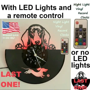 Dachshund vinyl record wall clock w/wo LED back light lamp dog lovers shirt art. - Picture 1 of 9