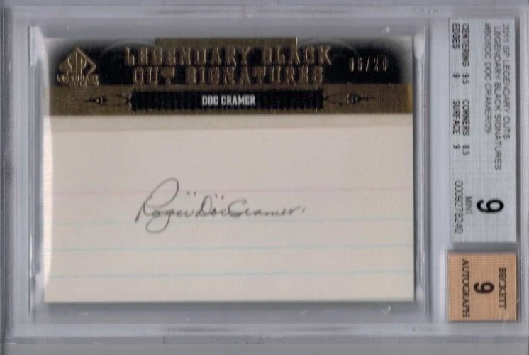 2011 SP Legendary Cuts Doc Cramer Black Cut Signatures Auto #'ed 05/29 BGS 9 - Image 1 of 1