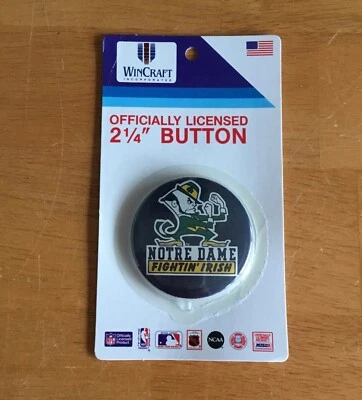 Notre Dame Fighting Irish Vintage Wincraft Official NCAA 2 1/4” Button Pin NIP - Image 1 of 2