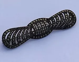 Vintage 835 Silver & Marcasite Art Deco Bow Design Brooch Pin - Picture 1 of 3