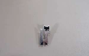 Mexico Sterling Silver with Black Onyx Cat Pin - Picture 1 of 3
