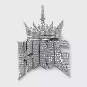 2.10Ct Round Lab Created Diamond Customize Letter Pendant 14k White Gold Plated - Picture 1 of 9