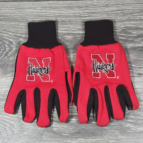 Nebraska Cornhuskers Gloves Utility Work Adult Size Sport NCAA Huskers Red Black Cover