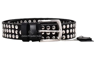 Mens Leather Studded Belts FULL GRAIN LEATHER | 40mm Width Casual and Party 625 - Picture 1 of 9
