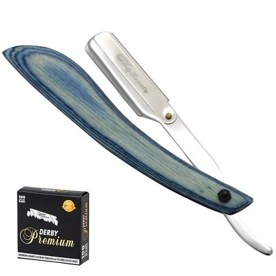 Navaja Barbero Elegante Mango de Madera Acero Inoxidable Plegable Navaja Corte Garganta Hojas Foto 1 de 4