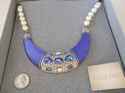 Collar Heidi Daus Azul y Cremoso Estrás Perlas Cuentas Caja Original + Folleto Foto 1 de 4