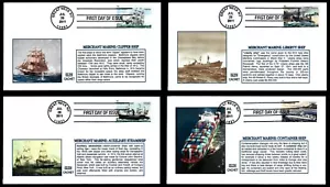 USA, SCOTT # 4548-4551, SET 4 GLEN FDC COVERS VARIOUS MERCHANT MARINE SHIPS 2011 - Picture 1 of 5