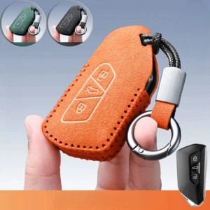 Suede Leather Car Key Case Cover For VW ID.3 ID.4 Golf 8 Mk8 Seat Leon Skoda - Picture 1 of 11