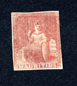 Ehemals Kolonie Mauritius: Rote Mauritius 1858/59 Britannia. - Bild 1 von 2