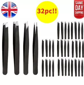BULK SALE 8 x 4-Pcs Professional Eyebrows Tweezers Set Eyebrow Hair Pluckers - Picture 1 of 5
