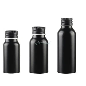 Contenitore cosmetico vuoto 30 ml 50 ml 100 ml bottiglie in alluminio nero con tappo a vite - Foto 1 di 9