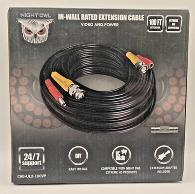 Night Owl 100 ft. In-Wall Rated Video/Power Extension Cable - Image 1 of 4