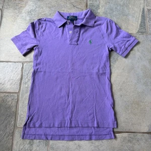 Ralph Lauren Boys Polo Shirt Size 8 Purple Green Pony Classic Fit Short Sleeve - Picture 1 of 5
