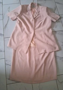 Kasper Pale Pink Skirt Suit Set Blazer Jacket Size 16W Career Office Wedding A8 - Picture 1 of 14