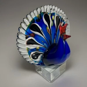 Dale Tiffany Murano Glass Peacock on Base 8 1/2” tall Heavy 5 lbs, 9 oz - Picture 1 of 12
