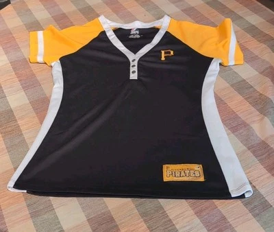 Pittsburgh Pirates Baseball Shirt Womens Large Majestic Fan Fashion MLB  - Image 1 of 4